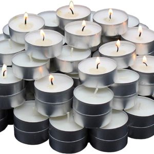 Ombuzz Scented Tealight Candles Bulk Pack Paraffin Pressed Wax, Smokeless, Dripless, Long Lasting Burning for Home Decor, Table Centerpieces, Birthday Parties, Christmas and Pool, Set of 50