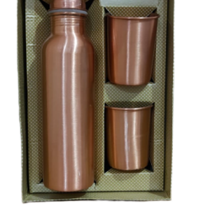 FIDI Pure Copper Bottle with two set of Copper Glass Set (Box Pack)