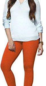 LUX LYRA Women's Cotton Lycra Ankle Length Leggings (Orange)