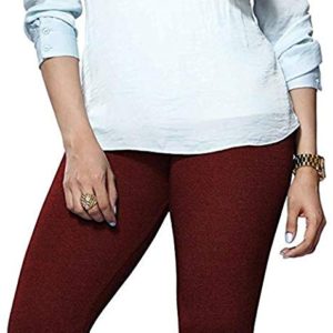 LUX LYRA Women's Cotton Ankle Length Leggings (Maroon)