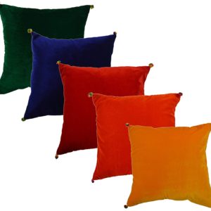 Dream Home Plain Premium Velvet Multicolor Cushion Cover 16x16 Set of 5.