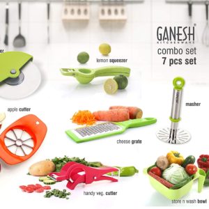 Ganesh Kitchen Vegetable & Fruit Cutter 7 Piece Combo, Multicolor