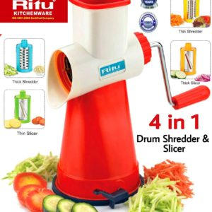 Ritu Plastic Drum Shredder and Multipurpose Slicer, 4-Pieces, Red