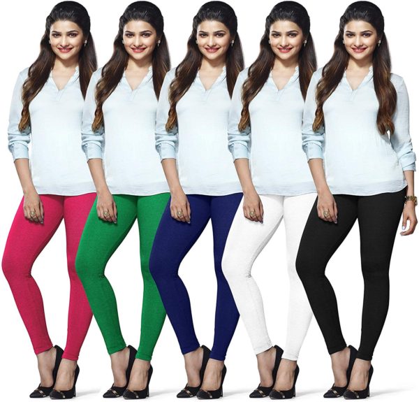 Lux Leggings Women's Cotton Lycra Leggings (Multicolour, Free Size)-Pack Of 5